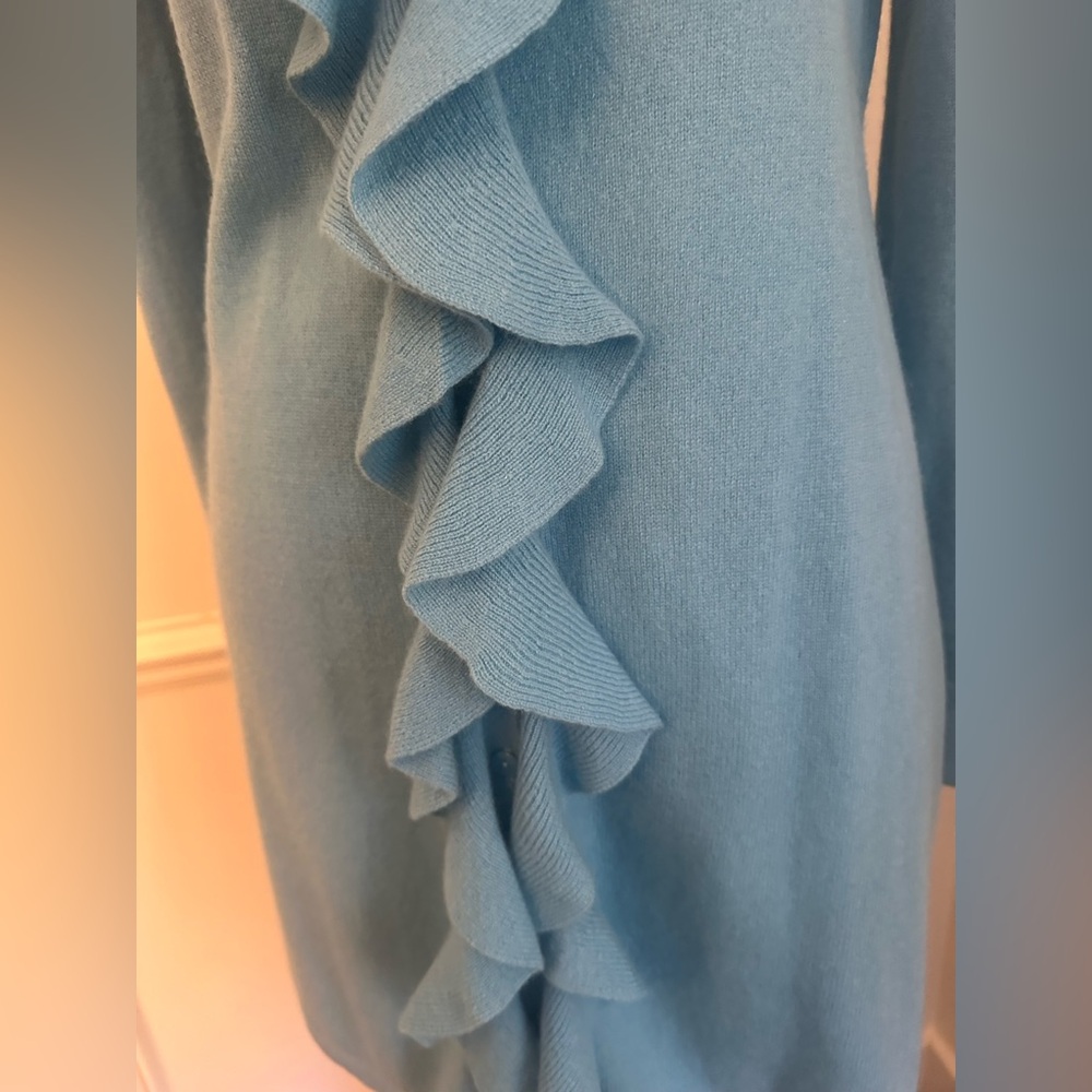 Magaschoni Blue Ruffled Cardigan - Picture 6 of 9